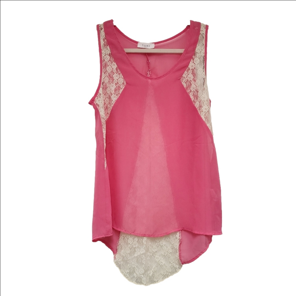 Sheer Pink and Lace Tank Top
